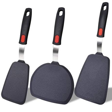 Silicone Spatula Turner Set,3-Pack Spatula Set,600°F Heat Resistant Spatula for Non Stick Cookware,Large Flexible Kitchen Utensils for Baking,Cooking,No Scratching and Melting,Dishwasher Safe,BPA Free TOTDTDA