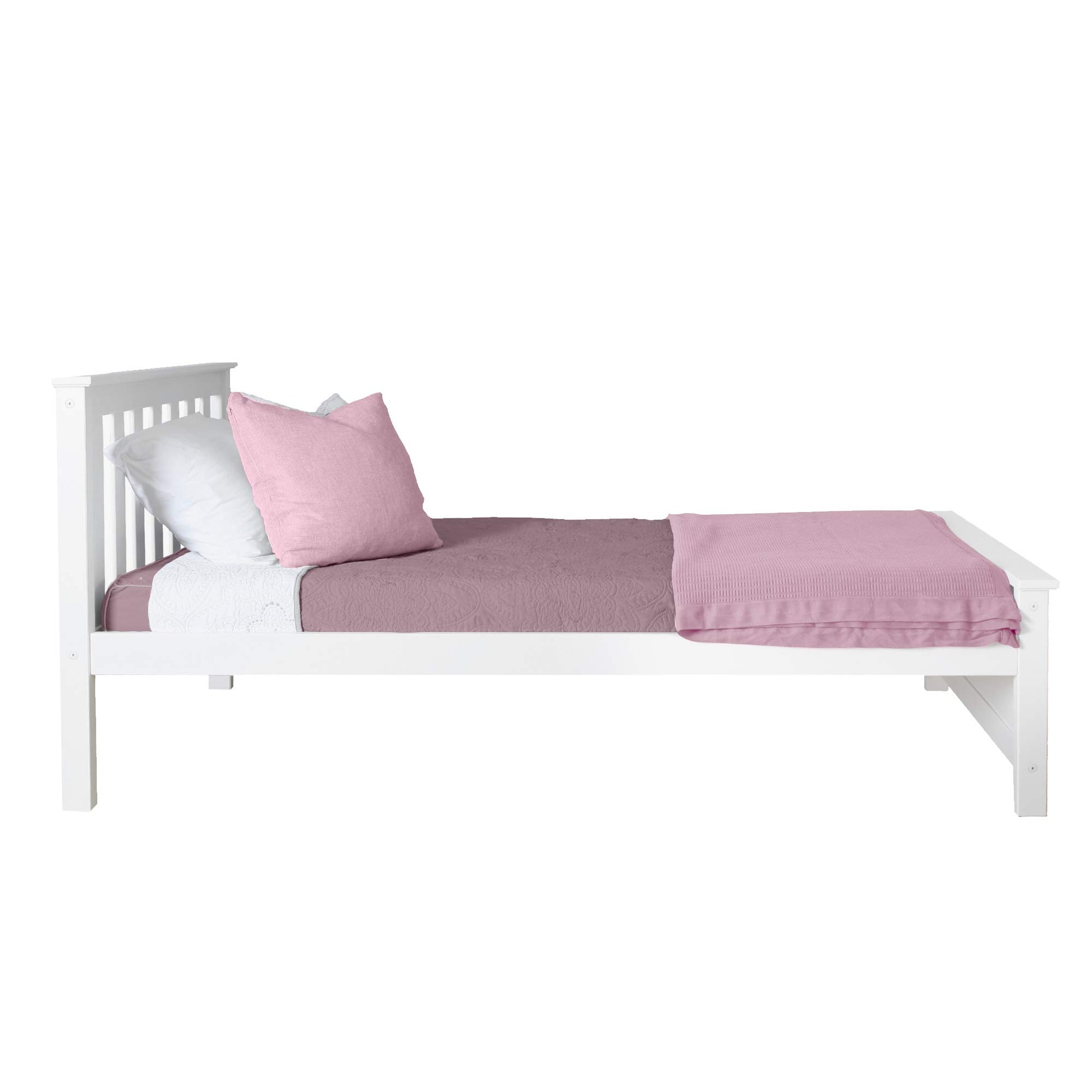 Max & Lily Twin Bed Frame with Slatted Headboard, Solid Wood Platform Bed for Kids, No Box Spring Needed, Easy Assembly, White - WoodArtSupply