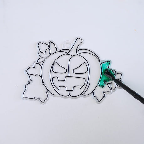 Winlyn 27 Sets Halloween Pumpkin Suncatchers Ornaments Decorations DIY Window Paint Art Suncatchers Craft Kits Jack-O'-Lantern Sun Catchers for Kids Classroom Activities Fall Halloween Art Project Winlyn