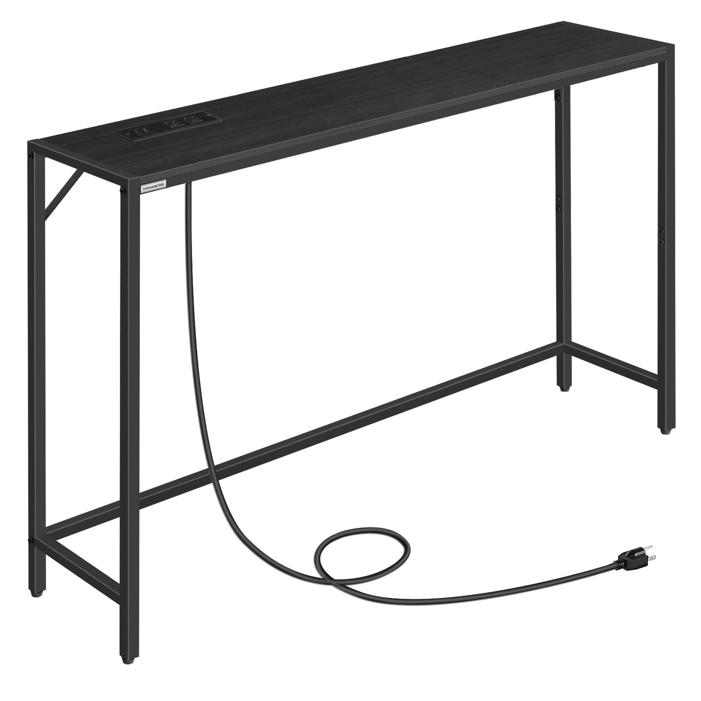 MAHANCRIS Console Table, Narrow Sofa Table, 43.3” Entrance Table with Power Station, Behind Couch Table, Simple Style, for Living Room, Hallway, Entryway, Foyer, Black CTHB112E01