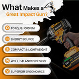 Adedad 1000N.m Cordless Impact Wrench 1/2 inch,20V 740ft-lbs High Torque Impact Gun with 2 x 4.0 AH Batteries,Sockets and Case,Brushless Power Impact Driver for Automotive and Heavy Duty Use Adedad