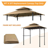 Grill Gazebo Replacement Canopy Roof - Figfeu 5x8 Double Tiered Outdoor BBQ Gazebo Canopy Top Cover Grill Shelter Cover Only Fit for Model L-GG001PST-F (Khaki) Figfeu