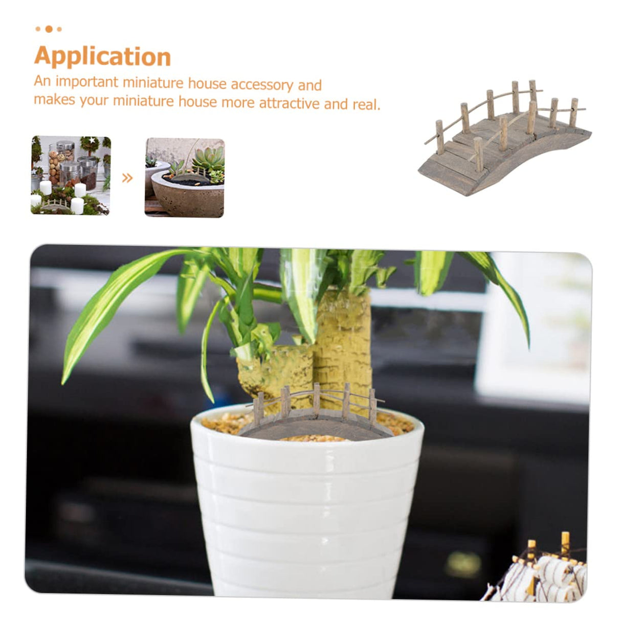 Yardenfun 2pcs Mini Wooden Arch Bridge Artificial Arch Bridge Wooden Bridge for Micro Bonsai Ornament Fence Garden Bridges for Outdoors 4ft Natures Garden Container Micro Scene Miniature Yardenfun