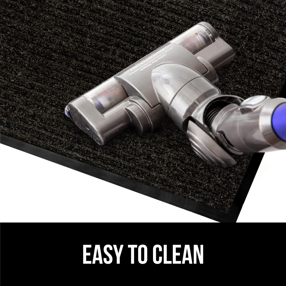 Gorilla Grip Waterproof Heavy Duty Traffic Guard Doormat, Stain and Fade Resistant, Durable Rubber, Low Profile Door Mat, Shoe Scraper, Welcome Mats for Entry, 29x17, Jet Black Gorilla Grip