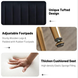 Furniliving 44 Inch Bedroom Bench, Upholstered Tufted Striped Fabric Ottoman Benches with X-Shaped Metal Legs for Living Room, Entryway Solid Wood Indoor Bench for Foyer (Black) Furniliving