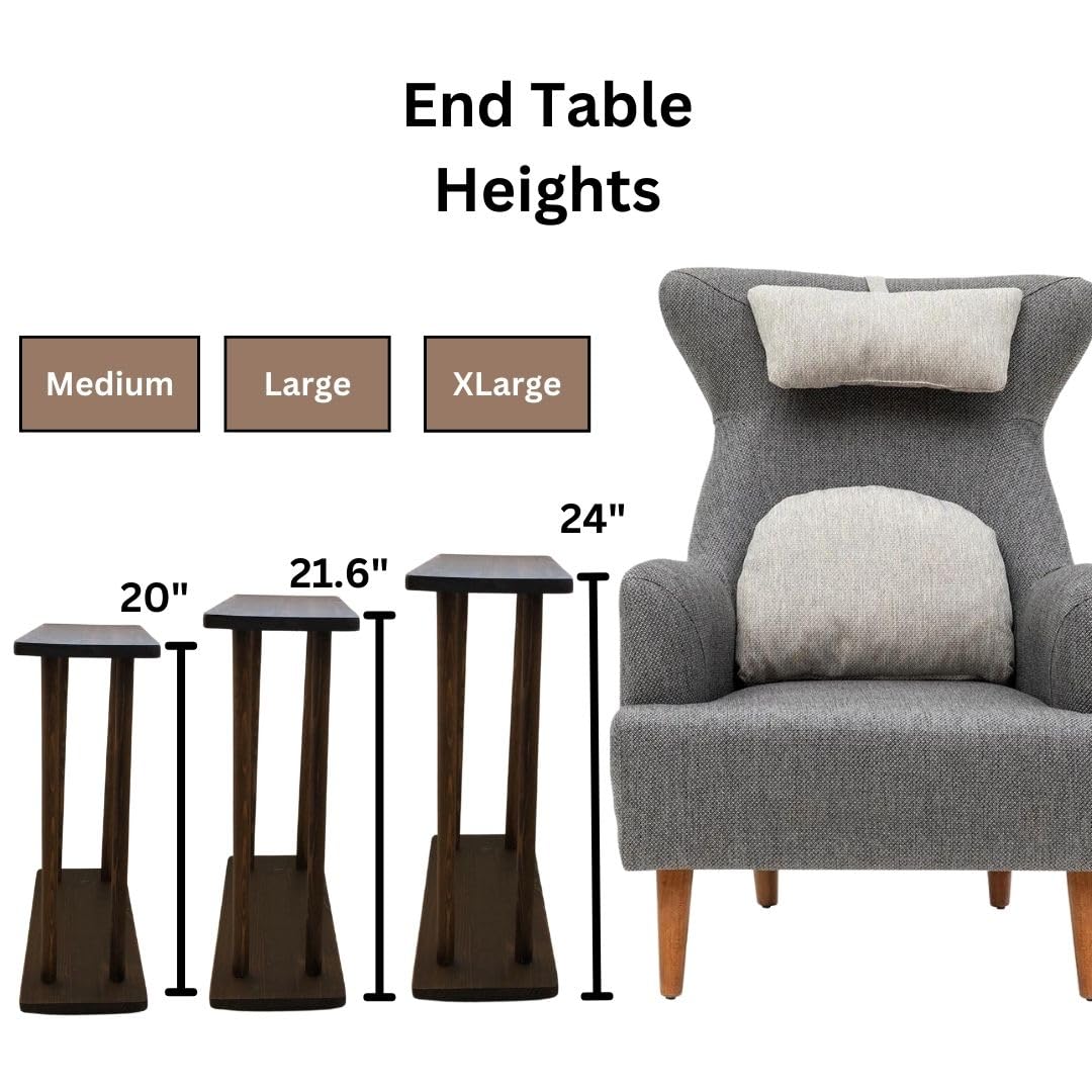 GENESIS WOODESIGN Rectangular Solid Wood Narrow Side Table, Skinny Bedside Table, Small End Table (Dark Walnut, X-Large) GENESIS WOODESIGN