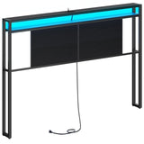 YATINEY King Size Headboard, Headboard with Light and Outlets, Headboard with 2 Storage Shelves, Storage Rack, Adjustable Height, Sturdy and Stable, Easy Assembly, Black YATINEY