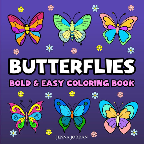 Bold and Easy Butterfly Coloring Book: 50 Fun and Relaxing Coloring Pages for Adults, Teens and Beginners WoodArtSupply