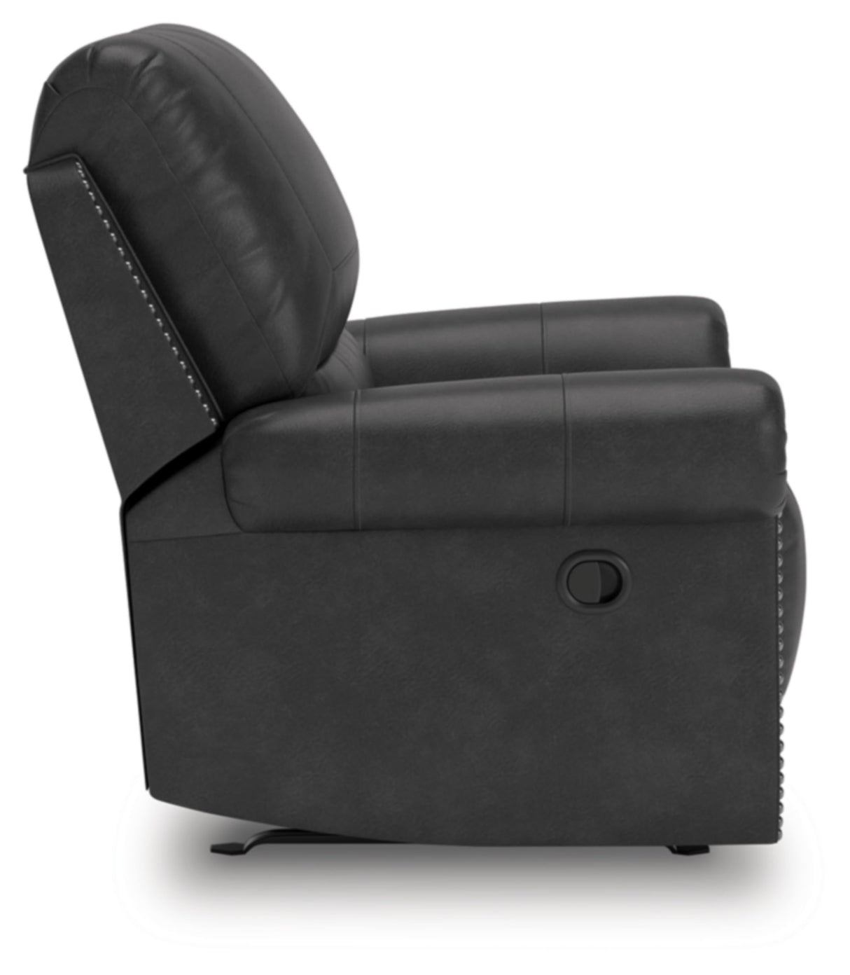 Signature Design by Ashley Chatterton Classic Faux Leather Manual Rocker Swivel Glider Recliner with Nailhead Trim, Black Signature Design by Ashley