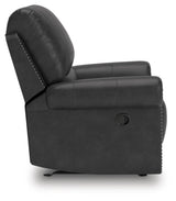 Signature Design by Ashley Chatterton Classic Faux Leather Manual Rocker Swivel Glider Recliner with Nailhead Trim, Black Signature Design by Ashley
