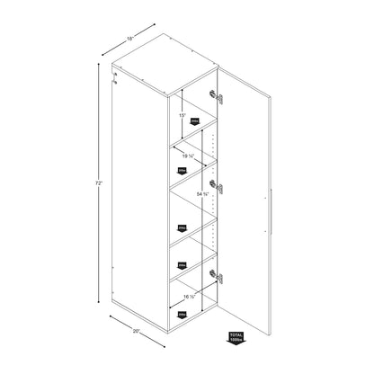 Prepac HangUps Narrow Wall Mounted Garage Storage Cabinet, Tall Storage Organizer Cabinet, 18" W x 72" H x 20" D, White