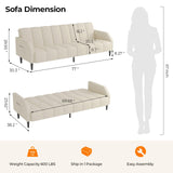 Fadware Faux Leather Couch, Convertible Futon Sofa Bed with Adjustable Backrest, Mid Century Leather Sofa Loveseat with Side Pockets& Metal Leg, Modern Leather Sleeper Sofa for Living Room Bedroom Fadware