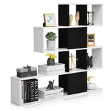 Tangkula 8 Cubes Bookshelf, Modern Ladder Corner Bookcase, 8-Cube Open Stepped Storage Bookcase, 5-Tier Display Shelf for Home Office, 47 x 8 x 43 Inch, Living Room Divider Booksheif Tangkula