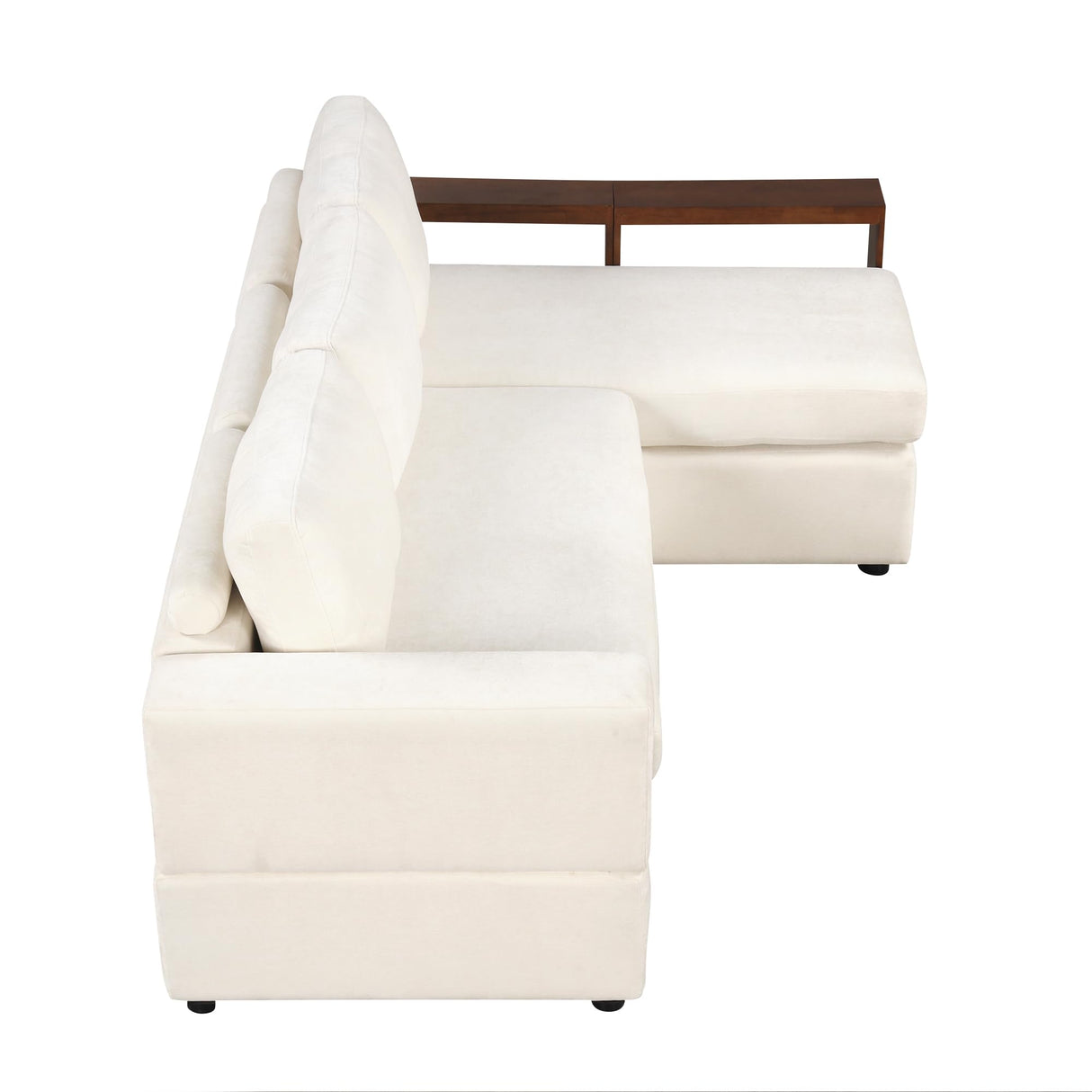 Christopher Knight Home Davinz 87.4" L-Shaped Sectional Sofa, Chenille 3 Seater Couch, Sectional Couches with Chaise Lounge, Upholstered Sofa Couch with Reversible Armrests for Living Room, Beige Christopher Knight Home