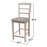 International Concepts Madrid Counterheight Stool, Washed Gray Taupe, 24" Seat Height IC International Concepts