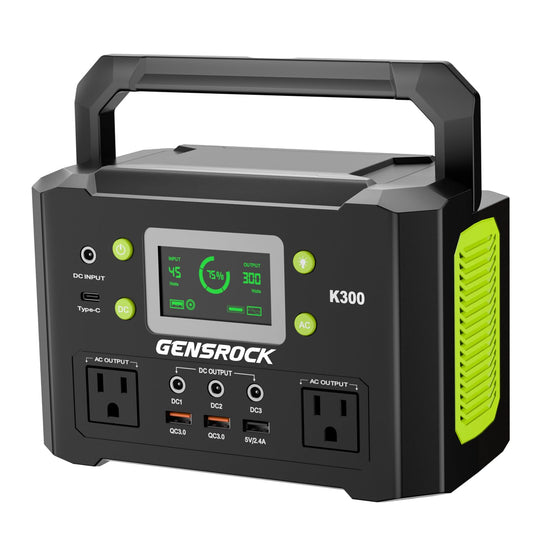 GENSROCK Portable Power Station, 110V/300W Pure Sine Wave Solar Generator, 222Wh Backup Lithium Battery With AC Outlet/QC 3.0/Type-C/LED Light for CPAP Family Emergency Outdoor Camping RV Tra - WoodArtSupply