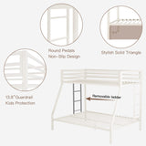 ikalido Metal Loft Bunk Bed Twin Over Full Size with Safety Guardrail and Ladder, No Box Spring Needed Space Saving Bedroom Furniture, Cream White ikalido