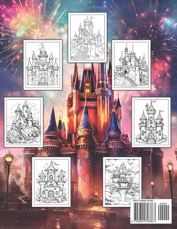 Castle Coloring Book: Amazing Castles Pages to Color Easy and Medium for Adults and Kids for Relaxation and Stress Relief Majosta