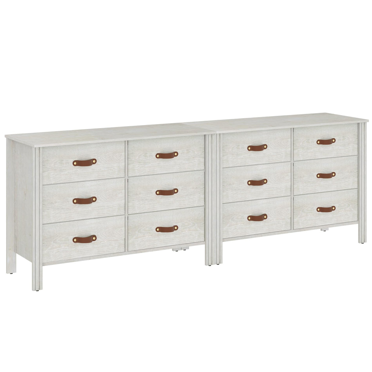 WAMPAT White Dresser for Bedroom, Large Long Dresser with 12 Drawers, Kids Dressers & Chest of Drawers, Set of 2 Classic Storage Cabinet Organizer for Closet, Living Room, Hallway WAMPAT