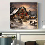 BOHADIY Christmas Night Diamond Painting Kits for Adults, 5D Snowy Winter Diamond Art Kits for Adults Beginner, DIY Full Drill Farm House Diamonds Paintings Gem Art and Crafts Kit Home Decor 12x12inch BOHADIY