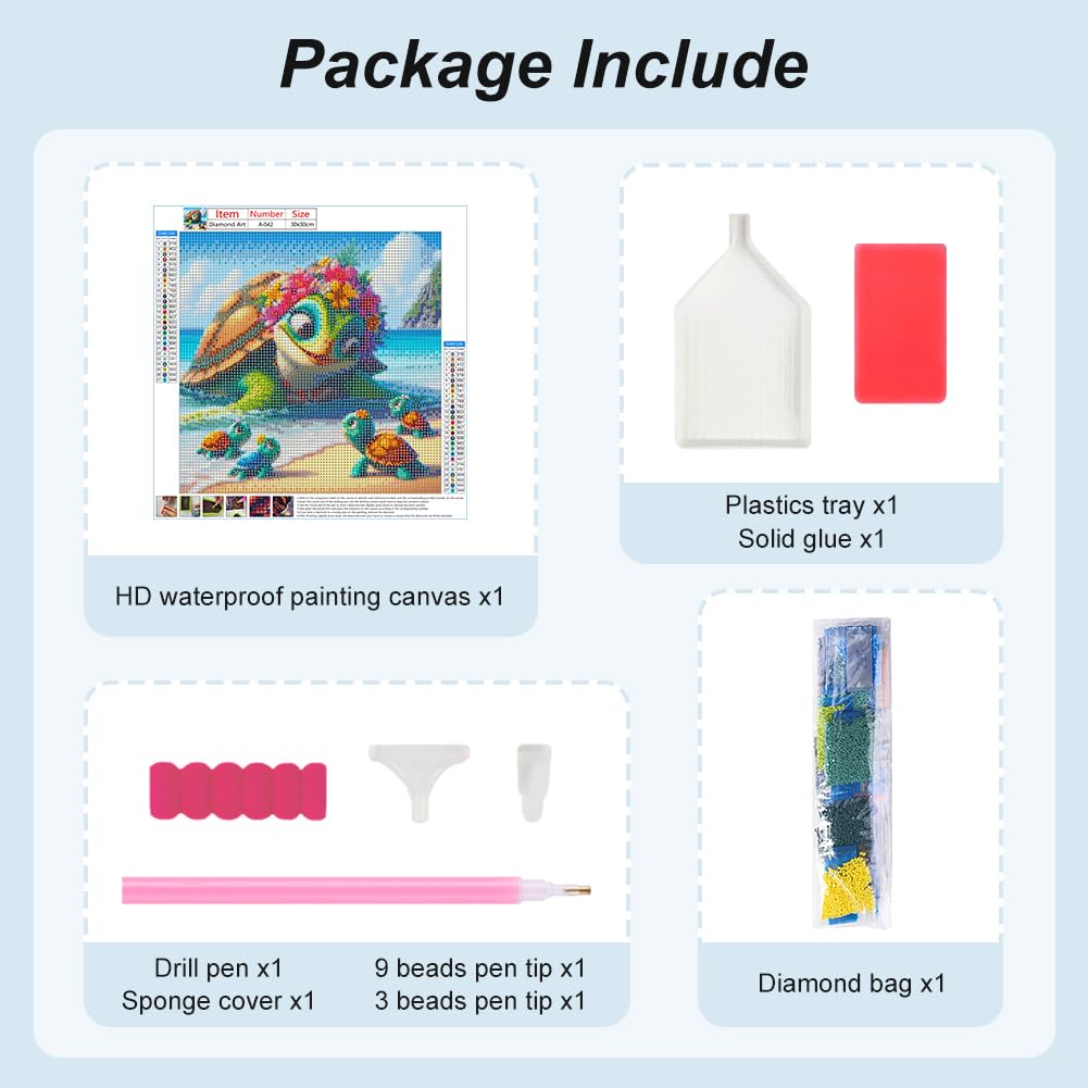 AMORARS 5D Diamond Painting Kit for Adults, Sea Turtle Diamond Art Beginners - DIY Full Diamond Dot Gem Art Paintings, Suitable Gifts, and Home Decoration Crafts, 12x12Inch AMORARS