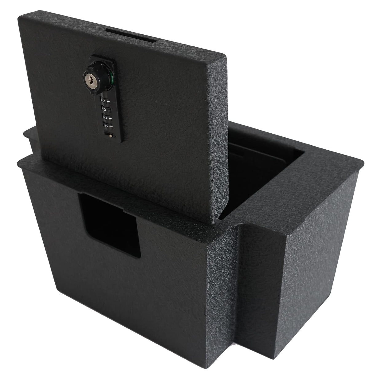 YOULAI Center Console Gun Safe - Console Gun Vault Compatible with Chevy Silverado 1500/GMC Sierra 1500 2023-2025, FIT 2022 Refreshed Model (4 Digit Lock with Key) YOULAI