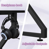 Grandder Gaming Desk Z Shaped 40 Inch Gamer Workstation, Home Computer Carbon Fiber Surface Gaming Desk PC Table with Headphone Hook, Carbon Fiber Black Grandder