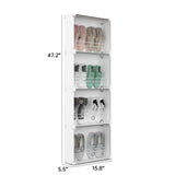 MAGINELS 4-Tier Slim Shoe Rack Organizer and Tall Storage for Closet,Hidden Thin Shoes Cabinet for Small Spaces,Narrow Shelves for Wall Behind Door,Entryway,White MAGINELS