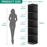 YITAHOME 5-Tier Black Corner Bookshelf - Modern Free Standing Display Bookcase YITAHOME