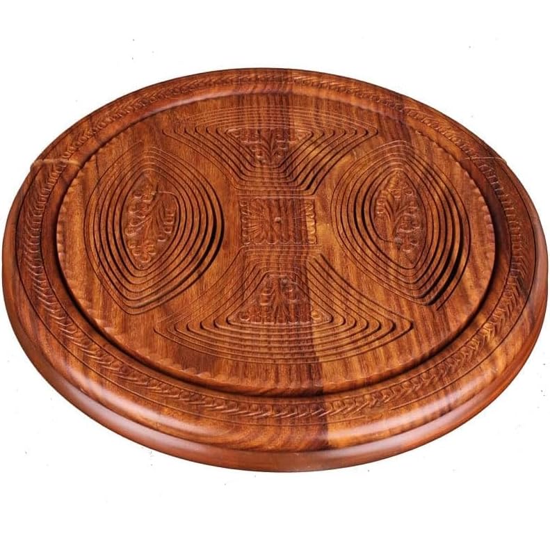 DSKMED Handmade Wood Carving Fruit Plate -Wooden Fruit Basket, Foldable Bamboo Dried Fruit Basket Collapsible Bread Nuts Baskets, (C) - WoodArtSupply