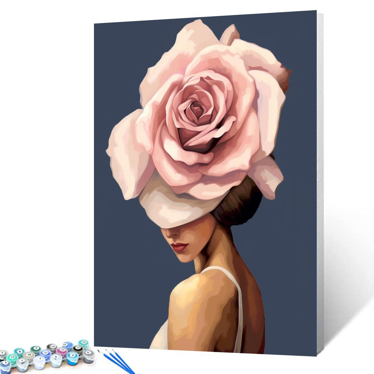 Tucocoo Abstract Flowers Girls DIY Paint by Numbers Kits for Adults Large Rose Digital Oil Painting on Canvas Painting by Numbers for Beginners Wall Art Home Decoration Gift 16x20Inch No Frame Tucocoo