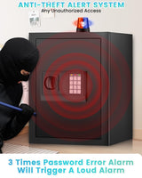 2.5 Cuft Fireproof Safe Box, Home Safe with Fireproof Waterproof Bag, Anti-Theft Digital Security Safe Box with Smart Alert System, Removable Shelf, Mute Function, Personal Safe Box for Money Jewelry FOWORE