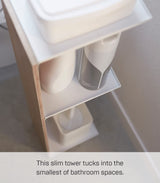 Yamazaki Home Supplies Organizer-Slim Bathroom Storage Shelves | Steel + Wood | Toilet Paper Stocker, One Size, Ash YAMAZAKI