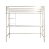 Novogratz Maxwell Metal Twin Loft Bed with Desk & Shelves, Off White/Off White Novogratz