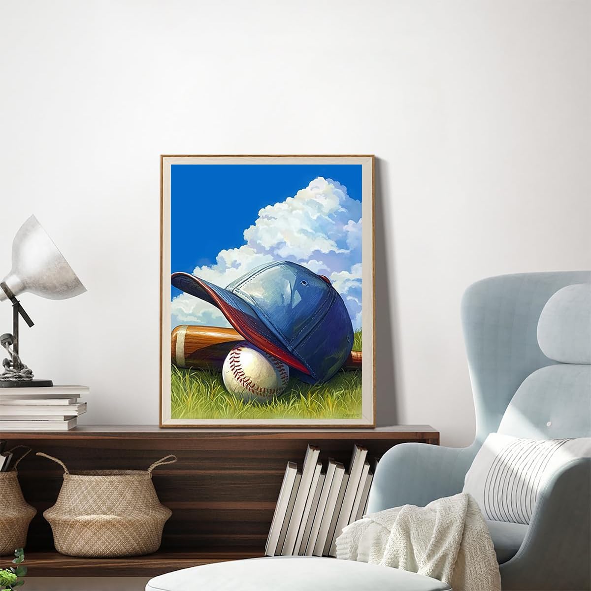 YEEIFFD Baseball Cap Diamond Art Painting Kits for Adult, Ball Sports 5D Diamond Art for Adults, Round Drill Painting by Diamonds Art and Crafts for Home Wall Decor Gift 12x16 Inch YEEIFFD