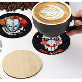 6 PCS Diamond Painting Coasters Kits with Holder Horror Halloween, DIY Funny Jack Skull Diamond Art Coaster Sets for Beginners Adults and Kids Art Craft Supplies Holiday Gift Bysincy
