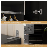 VOWNER Armoire Wardrobe Closet with Drawers and Mirror, 71" Clothing Storage Cabinet with Hanging Rod, 2 Doors Wooden Wardrobe Cabinet for Bedroom, Large Capacity Storage,Black VOWNER
