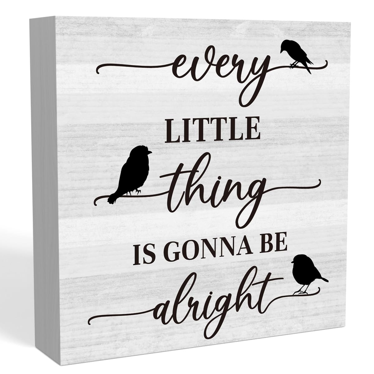 Every Little Thing is Gonna Be Alright Sign,Three Little Birds Sign Gift, Positive Daily Remider Gift for Kids Classroom Farmhouse Home Office Desk Decor Accessories 5 X 5 Inches - WoodArtSupply