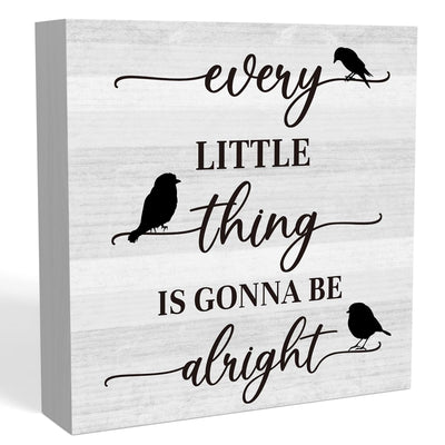 Every Little Thing is Gonna Be Alright Sign,Three Little Birds Sign Gift, Positive Daily Remider Gift for Kids Classroom Farmhouse Home Office Desk Decor Accessories 5 X 5 Inches