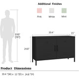 Elitehouse 2 Door Metal Accent Cabinet,Black Metal Storage Cabinet with Adjustable Shelf,2-Tier Office Cabinet,Multipurpose Metal Locker Storage Cabinet for Office Home,Music Studio Elitehouse