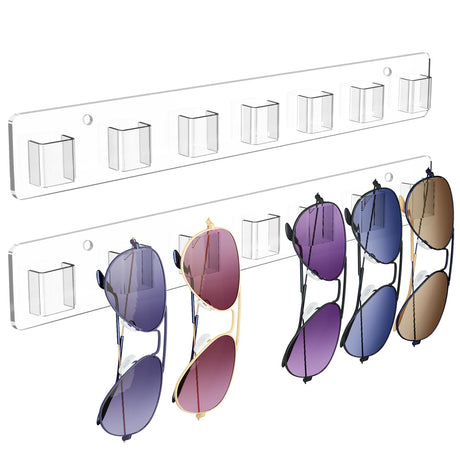 Meaocer Sunglasses Organizer 2 Pack, Wall Glasses Holder, Acrylic Sunglasses Display, Eyeglass Organizer for Multiple Glasses for Office & Home Decor, Unique Gifts for Husband, Women & Girls, Clear Meaocer