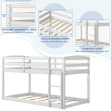 Majnesvon Twin Low Bunk Bed Frame with Slide & Ladder - Solid Wood Design for Kids in White Majnesvon
