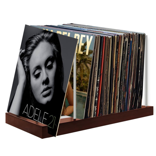 Cyfromt Now Playing Vinyl Record Stand Retro Holder Wood Gift Ideas Turntable Accessories Album LP Storage Display Modern Solid Rack Farmhouse Home Decor Organizer Holds up to 70 Albums Stand - WoodArtSupply