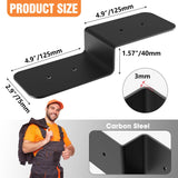 Eegoowa 4 Piece Heavy Duty Steel Z Bracket 6" Post and Beam Support, Double Angle Channel Angle Support for Wood Shelf Fixing Timber Connector Pergola Bracket, 3" Width, 1/8" Thickness (6 inches) Eegoowa