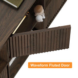 FATORRI 6 Cube Storage Organizer Book Shelf, Horizontal Bookshelf with 3 Doors, 3 Tier Wooden Bookcase for Living Room, Home Office (Dark Walnut) FATORRI