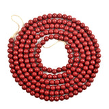 REOVE Christmas Wooden Bead Garland Bright Red Wood Bead Garland Christmas Tree Holiday Decoration (Dark Red, 9 feet) REOVE