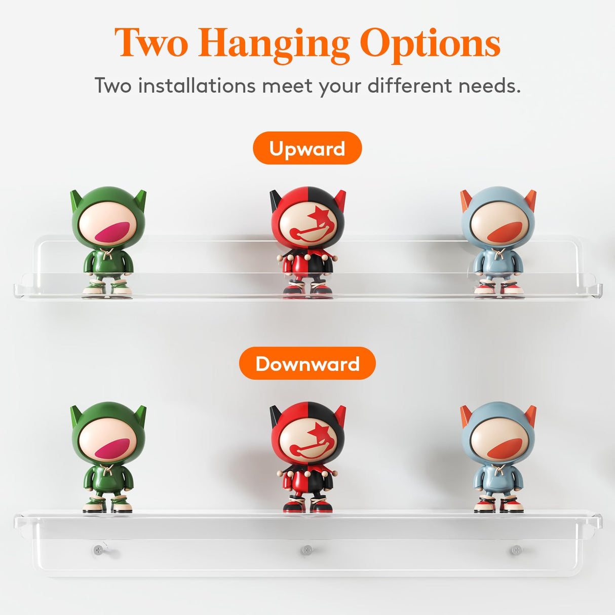 Lifewit Floating Shelves for Wall, 6 Pack 15" Clear Acrylic Shelf Room Decor for Book/Figures/Photo/Makeup in Bathroom, Book Shelf, Living Room, Bedroom, Kitchen Storage and Organization Lifewit