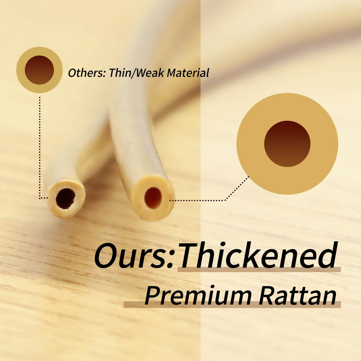 NICESOUL® 6 Pcs Boho Outdoor Small Patio Furniture Lounge Set with Beige Cushion and Round Glass Table with Ice Bucket Natural Color Wicker Conversation Sofa Set for Garden Balcony Deck NICESOUL