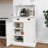 HOLTICO 54" Freestanding Kitchen Pantry Storage Cabinet with Doors and Adjustable Shelves, Microwave Oven Stand with Drawer for Kitchen, Bathroom or Hallway, White HOLTICO