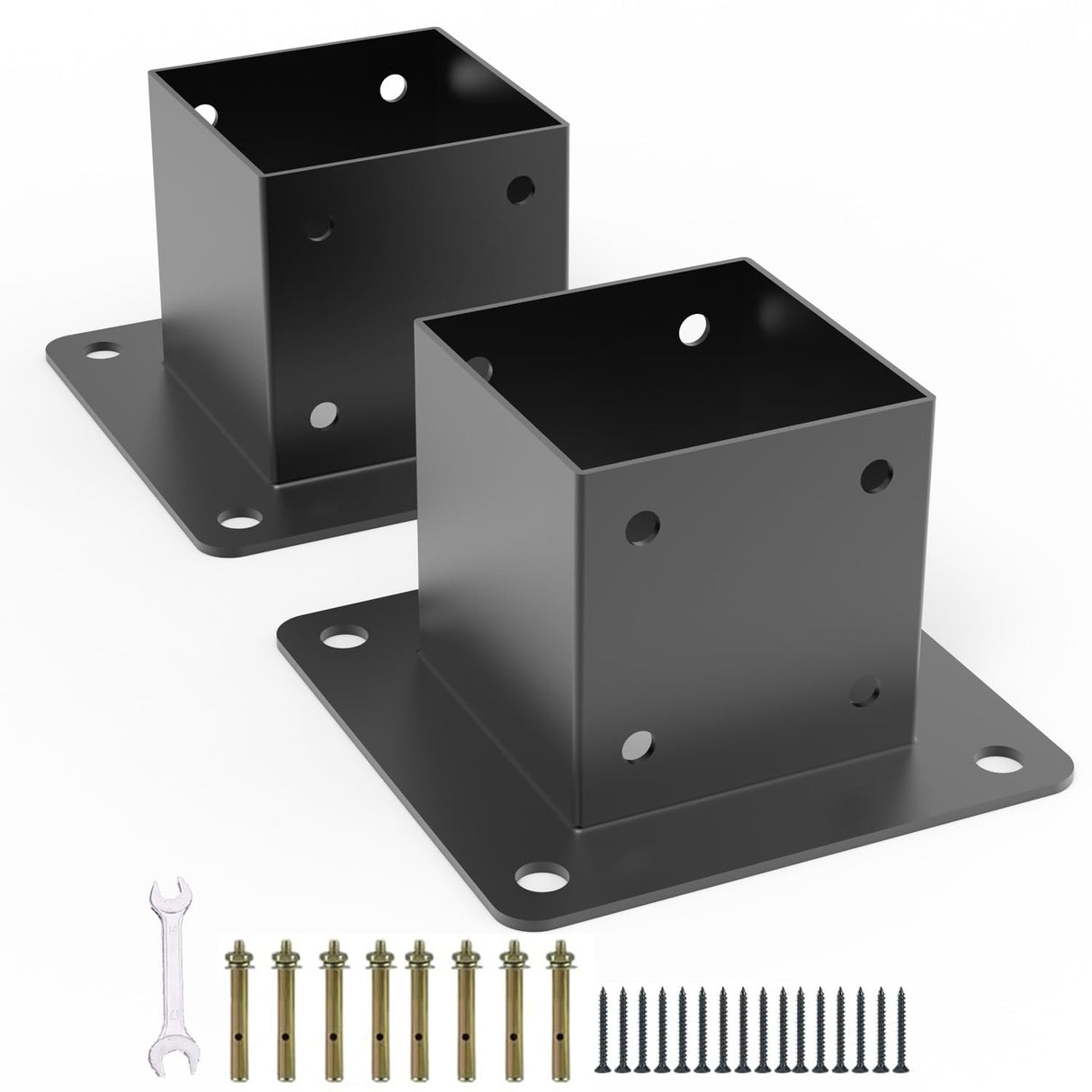 YEOOE 4x4 Post Base, Deck Post Brackets Powder Coated, Inner Size 3.5"x3.5", Heavy Duty Carbon Steel Fence Post Anchor Base for Deck Porch Railing Mailbox Fence Pergola Support (2 Pack) YEOOE